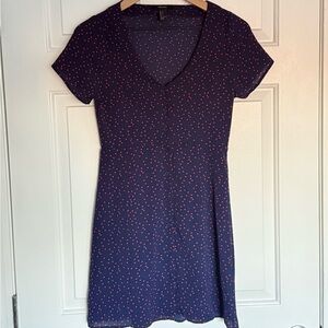 Forever 21 Navy Blue Dress with Red Dots